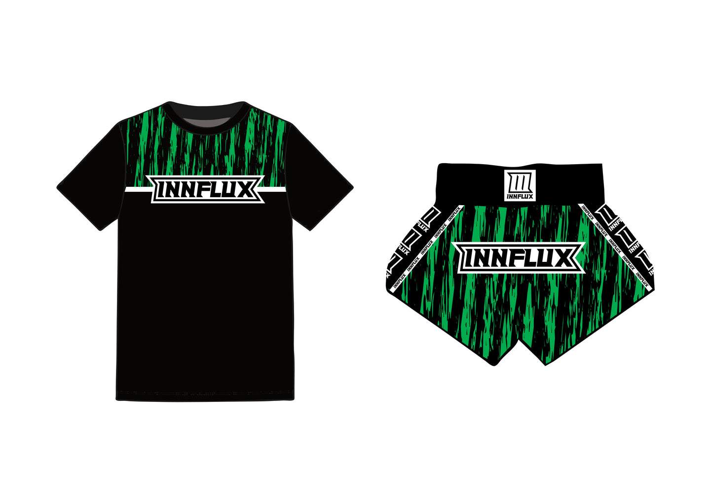 Thai shorts and t shirt combo Black/Green