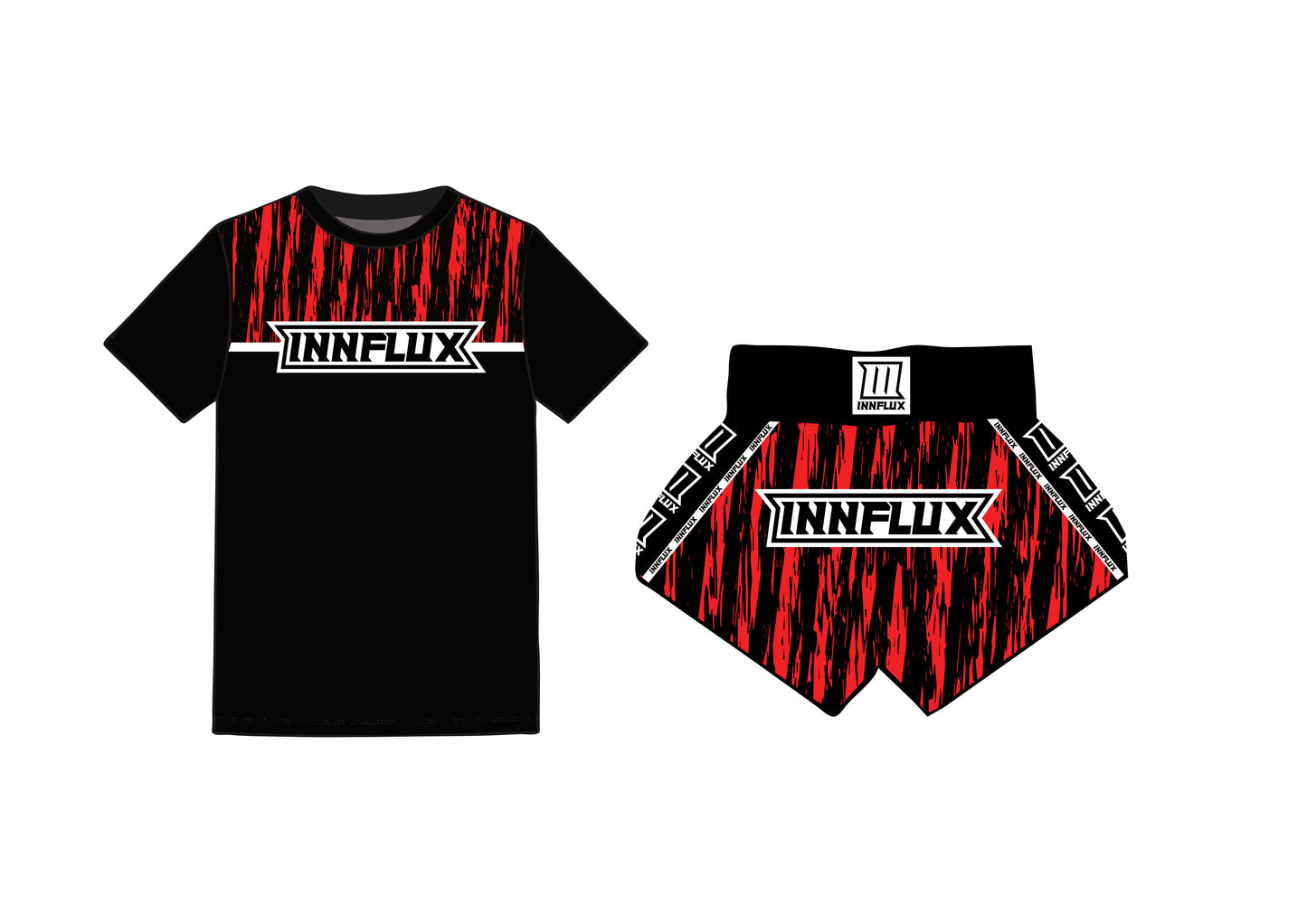 Thai shorts and t shirt combo Black/Red