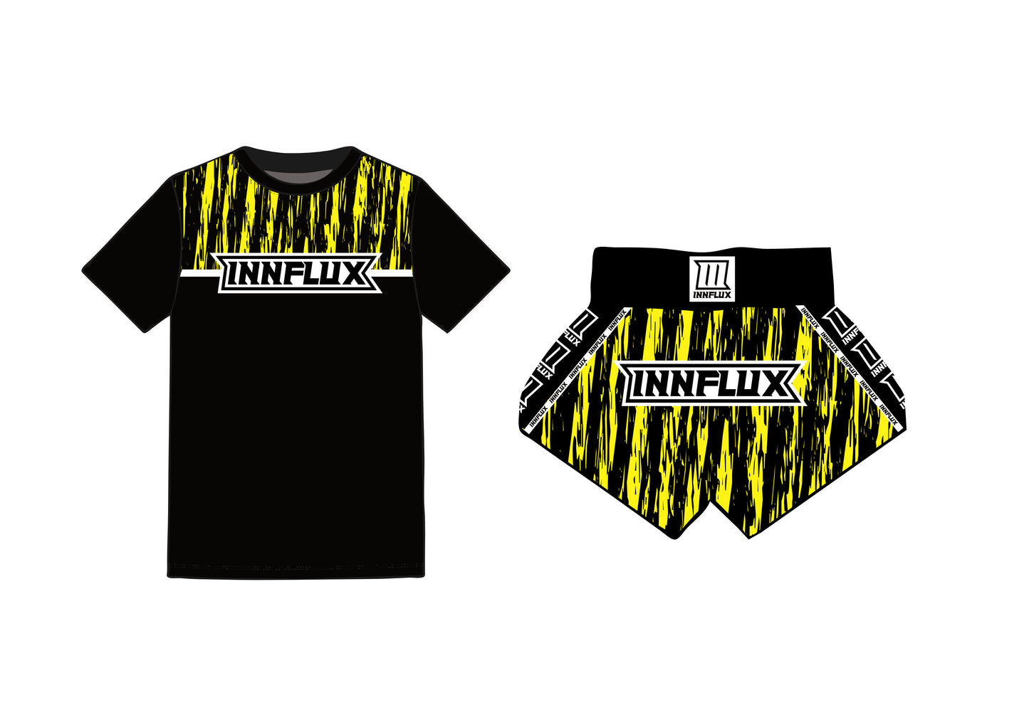 Thai shorts and t shirt combo Black/Yellow